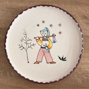 RARE VTG D’Amore Vietri Made In Italy Hand Painted Signed Wall Plate 9”, Farmer‎